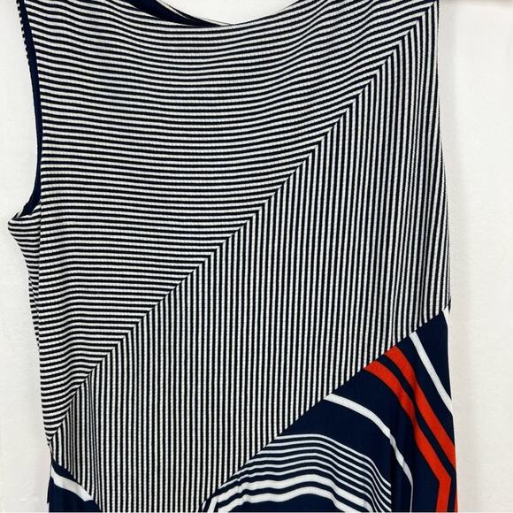 Anthropologie Maeve Cameron Navy Orange Asymmetrical Striped Dress Size Small - Picture 8 of 15